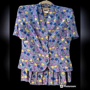 VINTAGE 80s Granny Core floral Leslie Fay 2 piece skirt suit in EUC